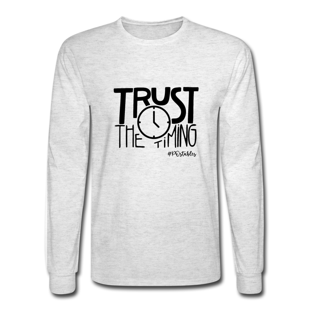 Trust The Timing B Men's Long Sleeve T-Shirt - light heather gray