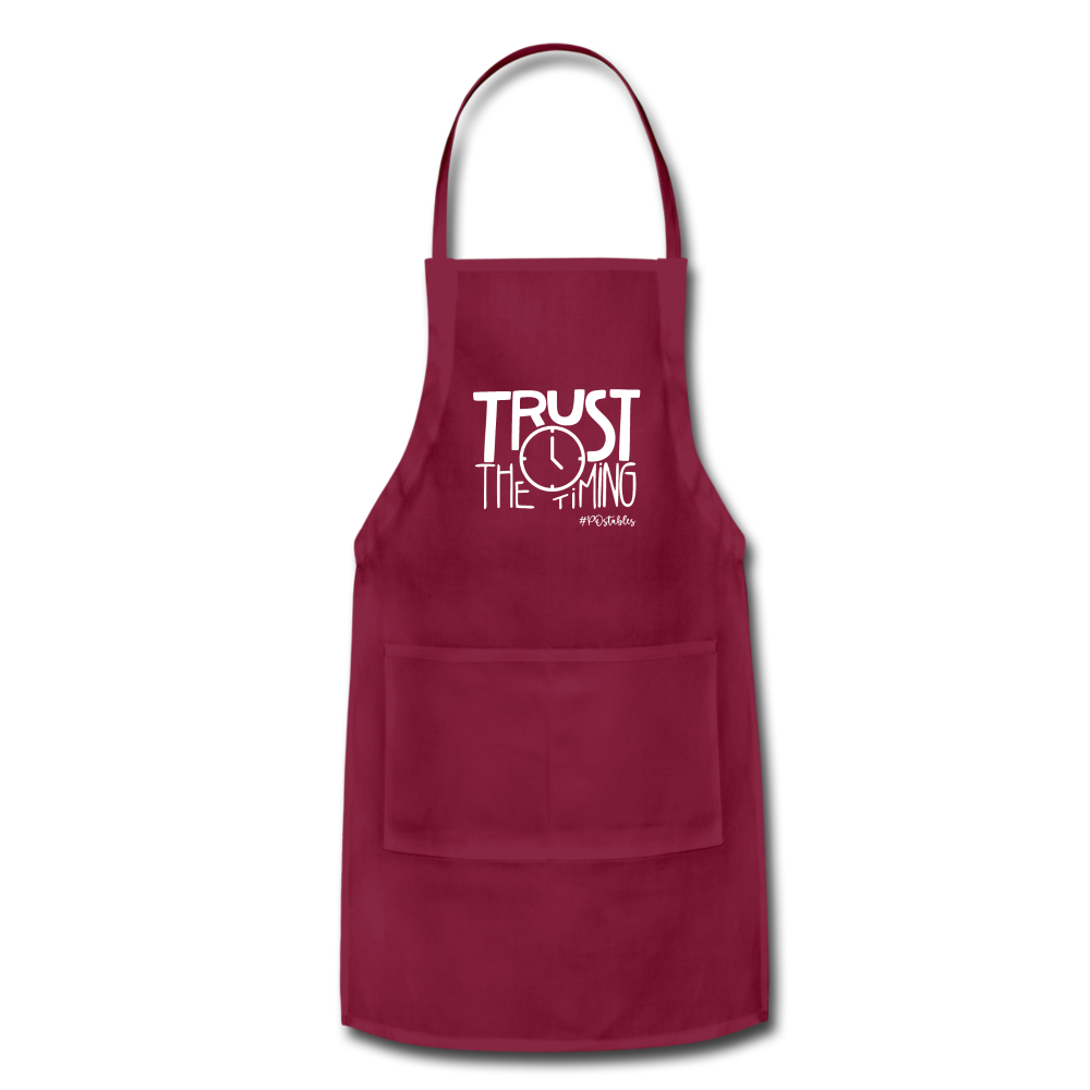 Trust The Timing W Adjustable Apron - burgundy