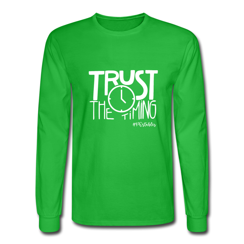 Trust The Timing W Men's Long Sleeve T-Shirt - bright green