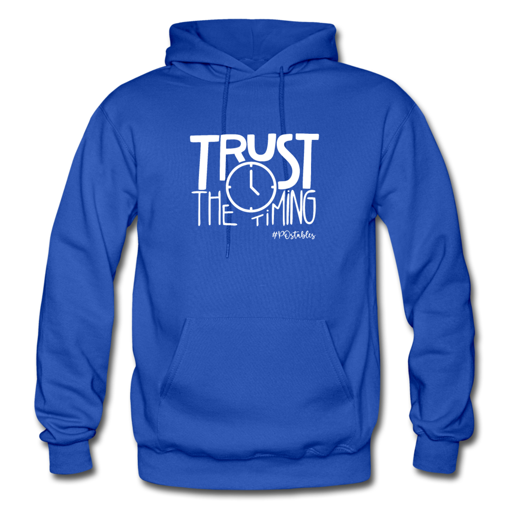 Trust The Timing W Gildan Heavy Blend Adult Hoodie - royal blue