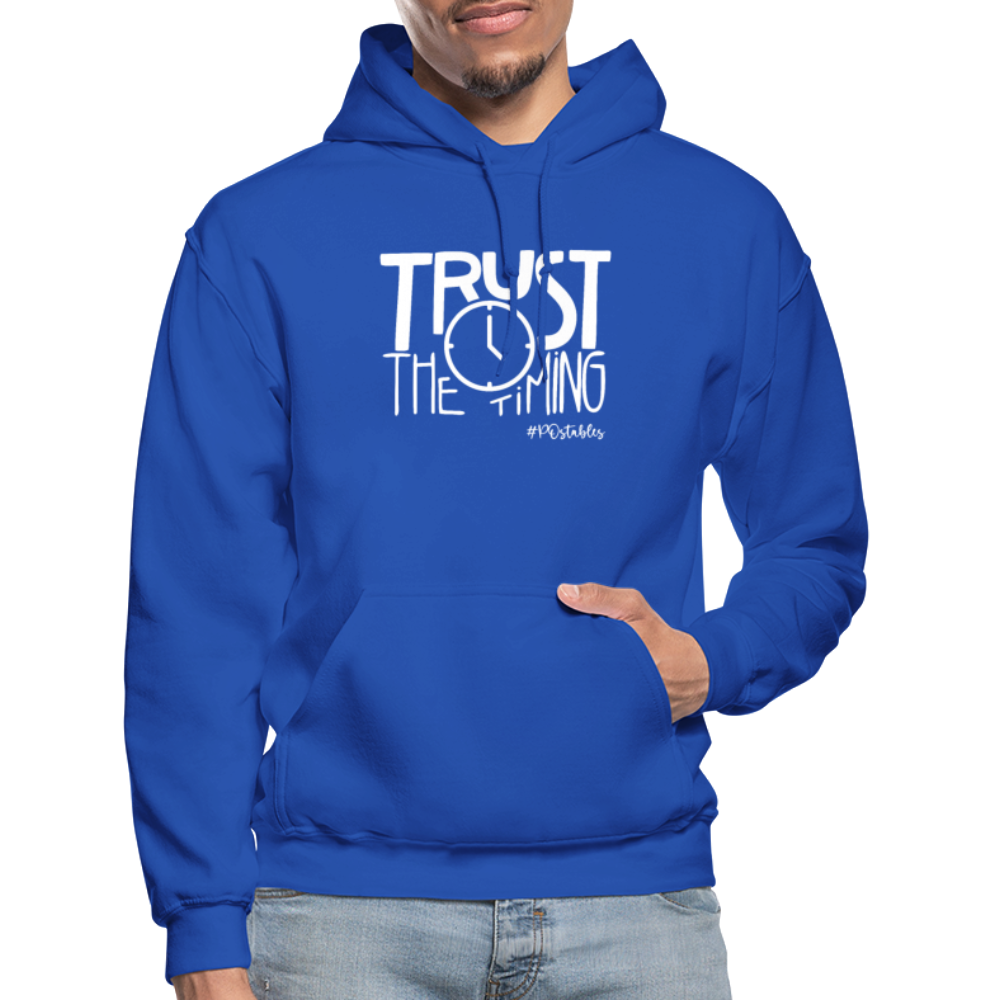 Trust The Timing W Gildan Heavy Blend Adult Hoodie - royal blue