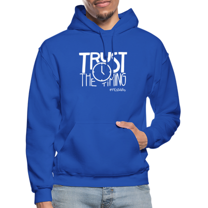 Trust The Timing W Gildan Heavy Blend Adult Hoodie - royal blue