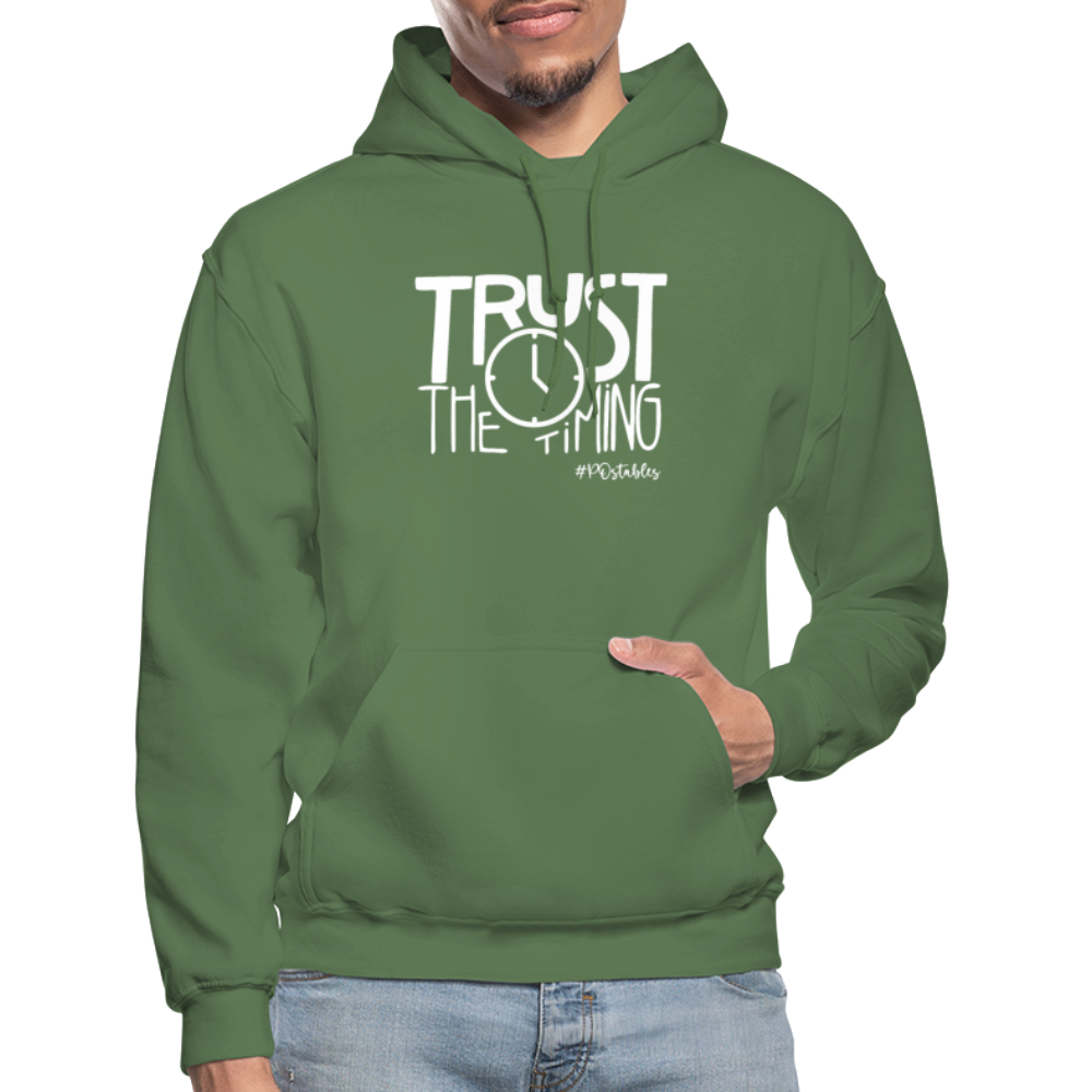 Trust The Timing W Gildan Heavy Blend Adult Hoodie - military green