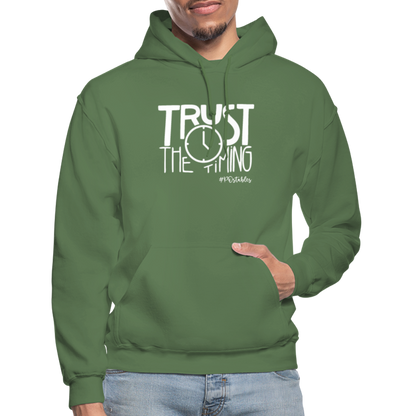 Trust The Timing W Gildan Heavy Blend Adult Hoodie - military green