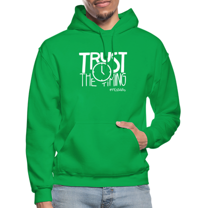 Trust The Timing W Gildan Heavy Blend Adult Hoodie - kelly green