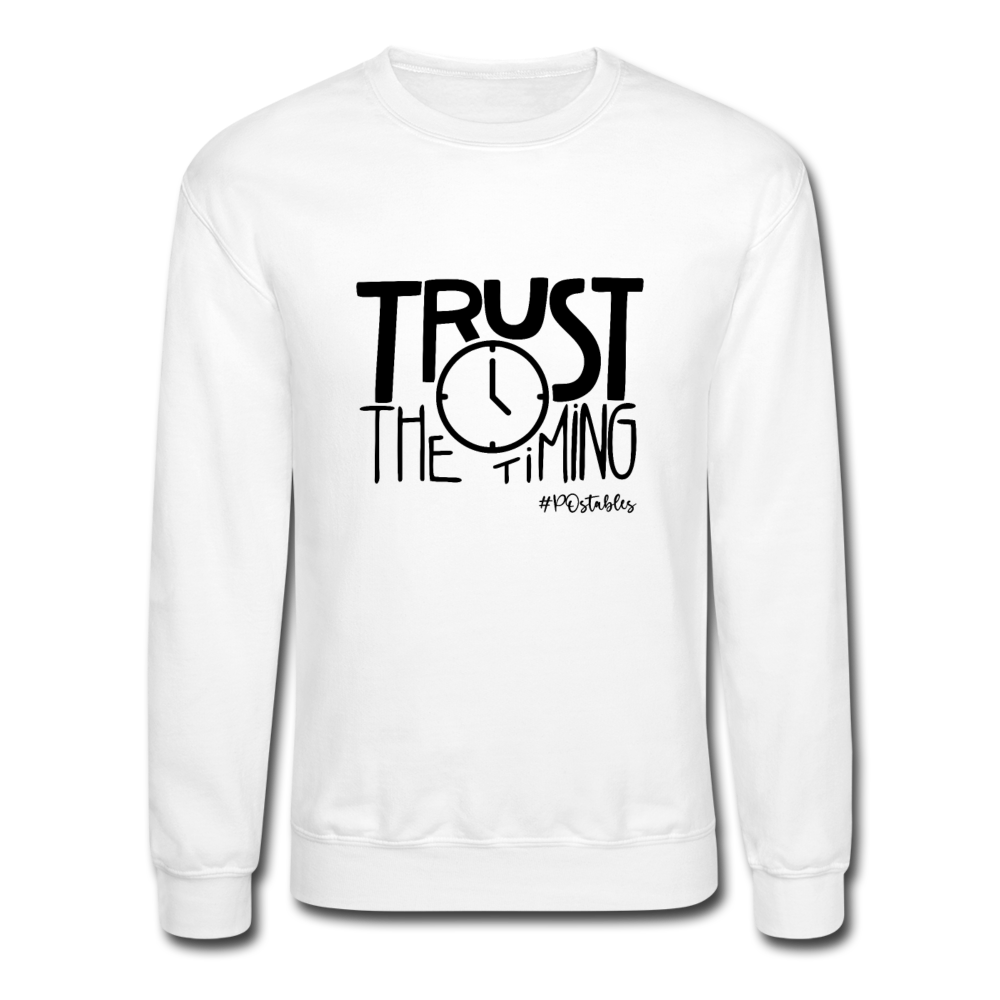 Trust The Timing B Crewneck Sweatshirt - white