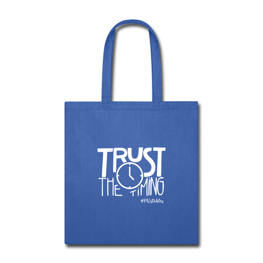 Trust The Timing W Tote Bag - royal blue
