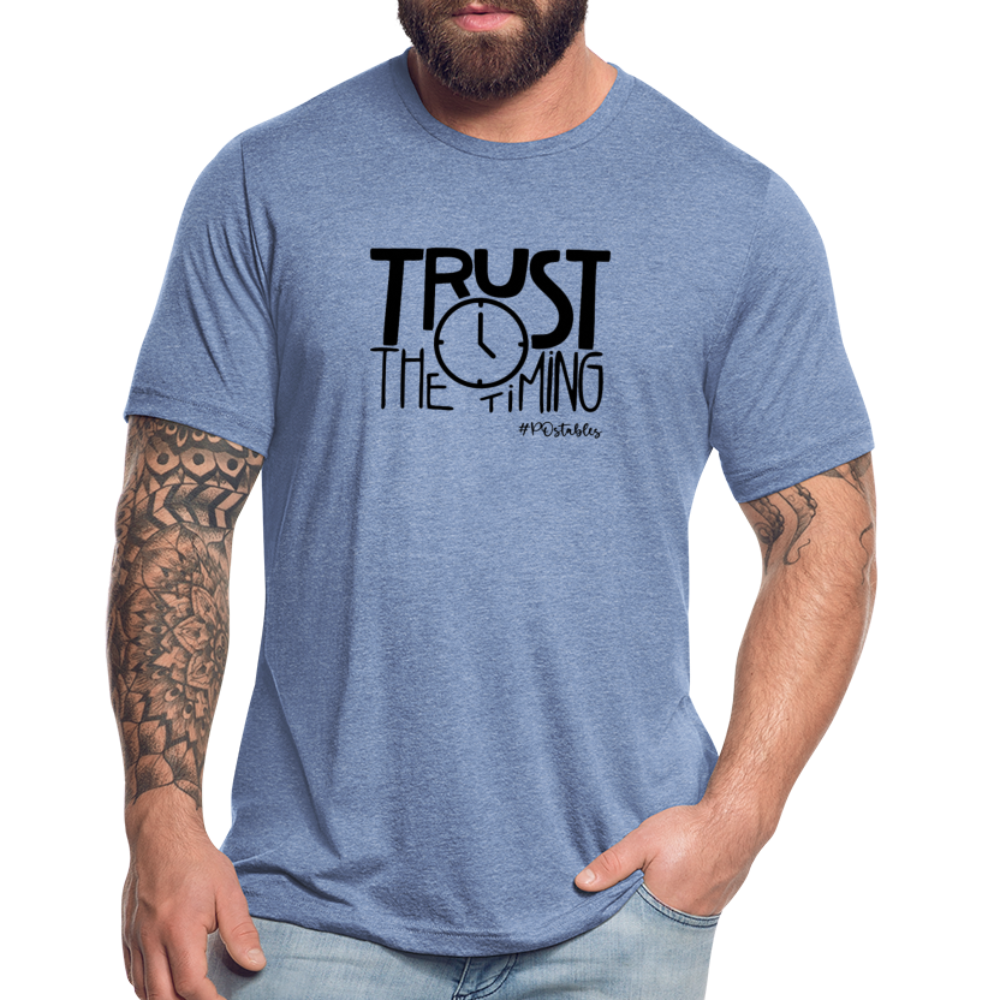 Trust The Timing B Unisex Tri-Blend T-Shirt - heather blue