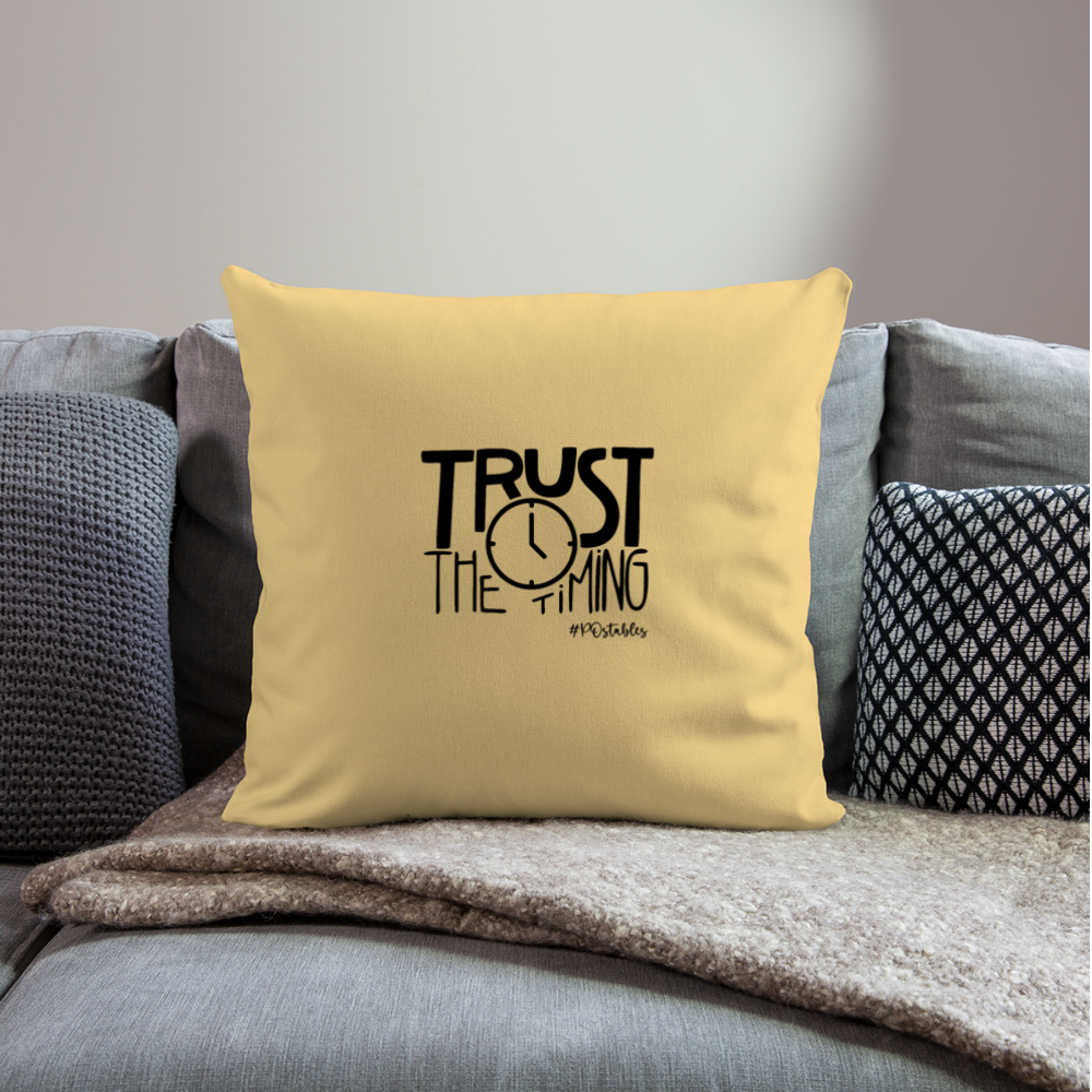 Trust The Timing B Throw Pillow Cover 18” x 18” - washed yellow