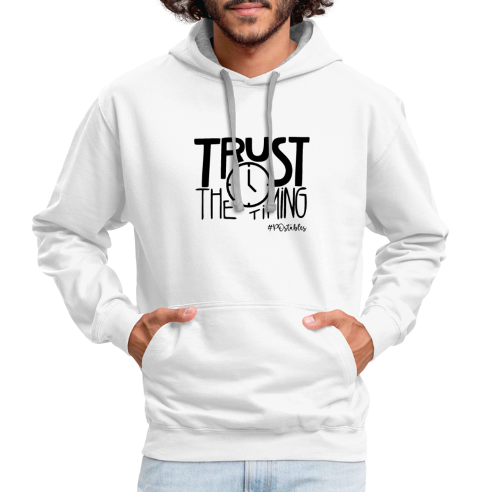 Trust The Timing B Contrast Hoodie - white/gray