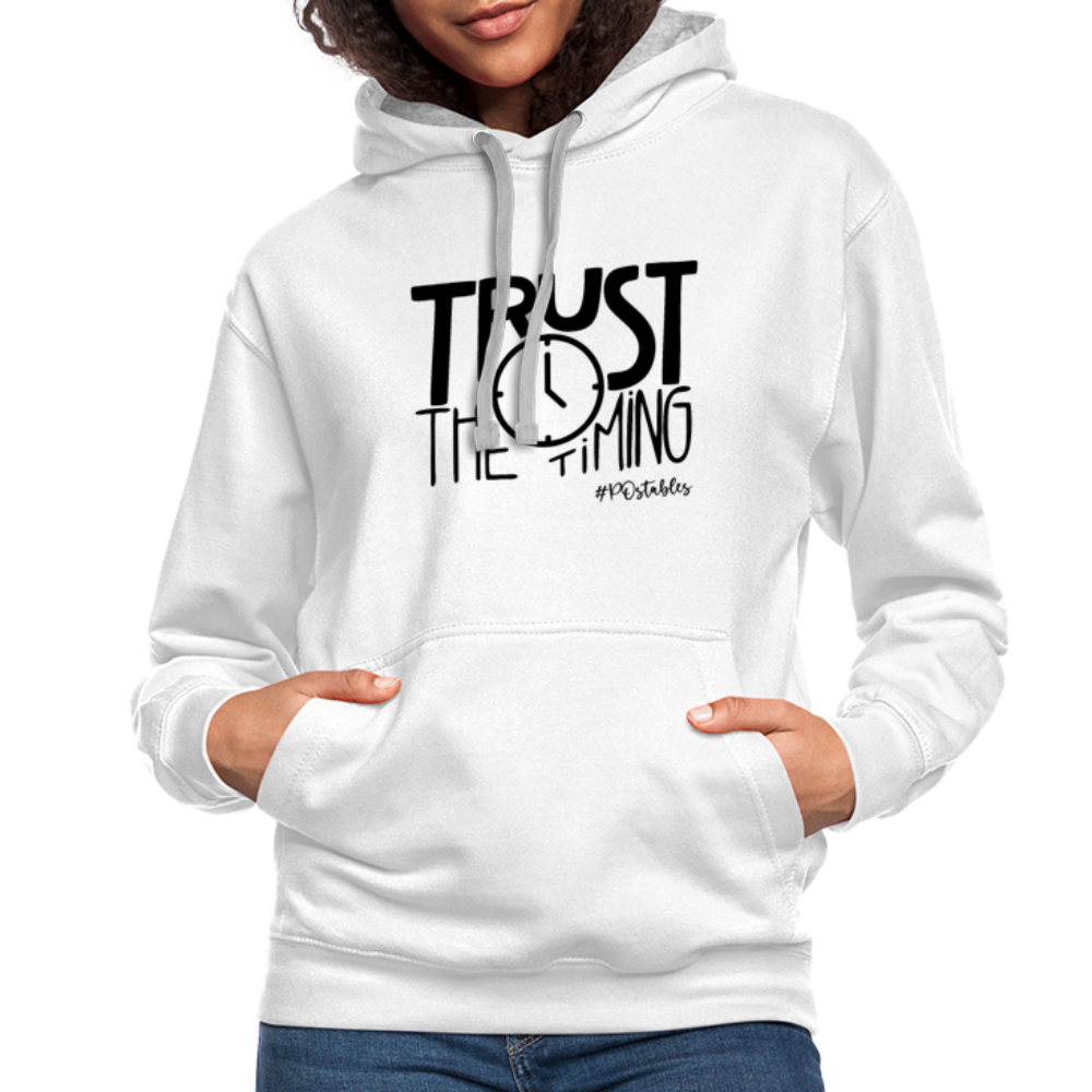 Trust The Timing B Contrast Hoodie - white/gray