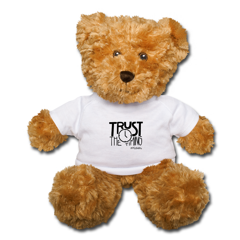 Trust The Timing B Teddy Bear - white