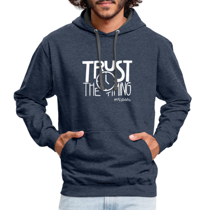 Trust The Timing W Contrast Hoodie - indigo heather/asphalt