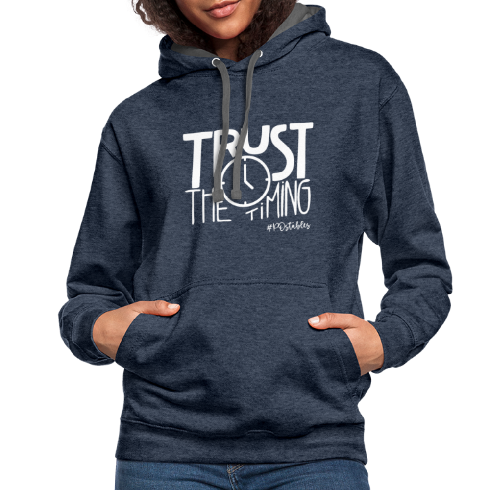 Trust The Timing W Contrast Hoodie - indigo heather/asphalt