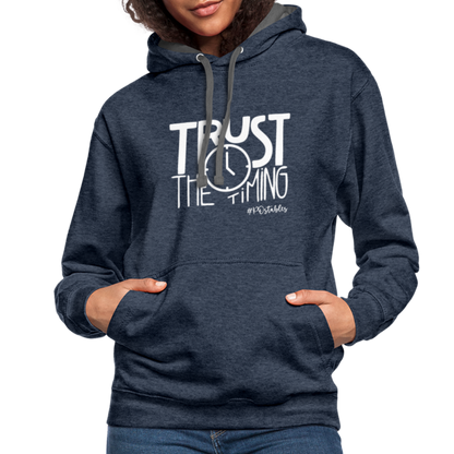 Trust The Timing W Contrast Hoodie - indigo heather/asphalt