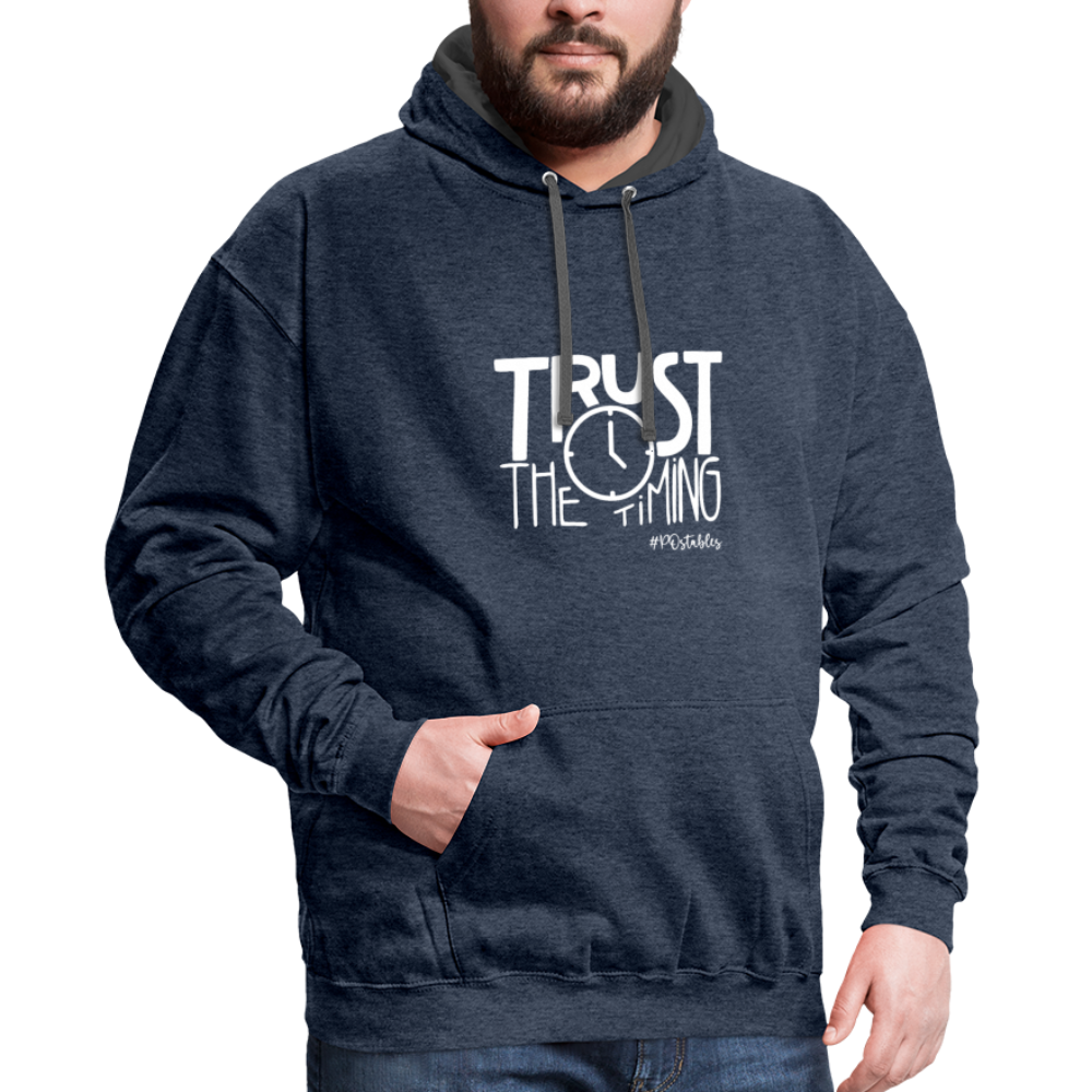 Trust The Timing W Contrast Hoodie - indigo heather/asphalt