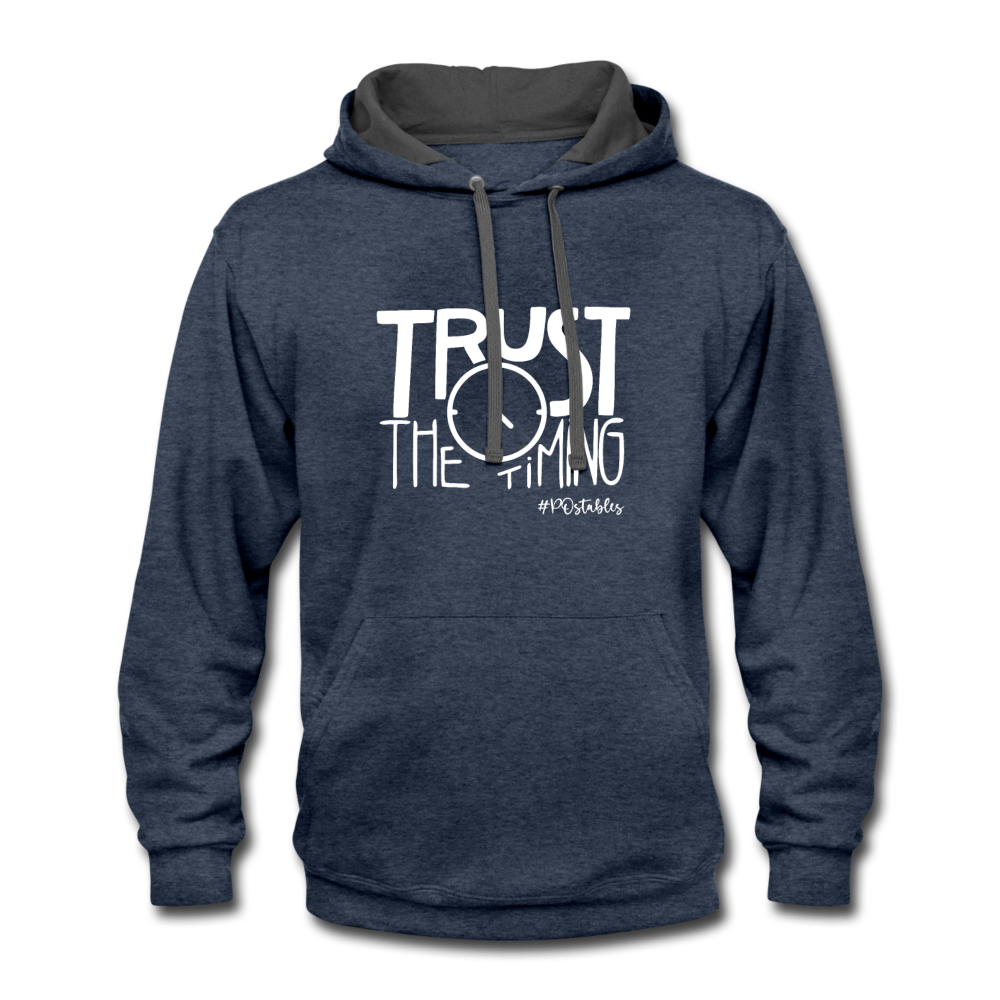 Trust The Timing W Contrast Hoodie - indigo heather/asphalt