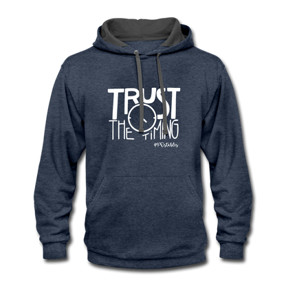 Trust The Timing W Contrast Hoodie - indigo heather/asphalt