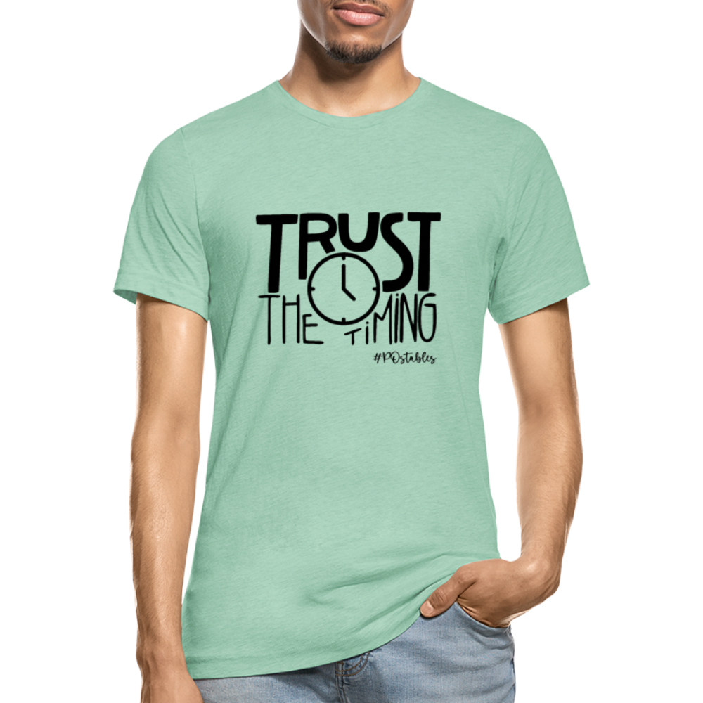 Trust The Timing B Unisex Heather Prism T-Shirt - heather prism mint