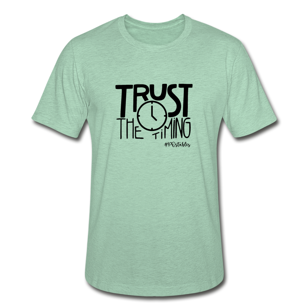 Trust The Timing B Unisex Heather Prism T-Shirt - heather prism mint