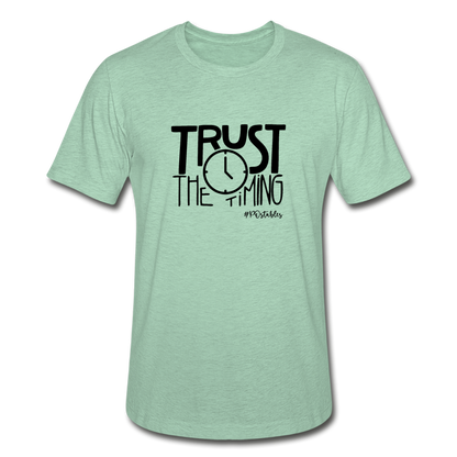 Trust The Timing B Unisex Heather Prism T-Shirt - heather prism mint