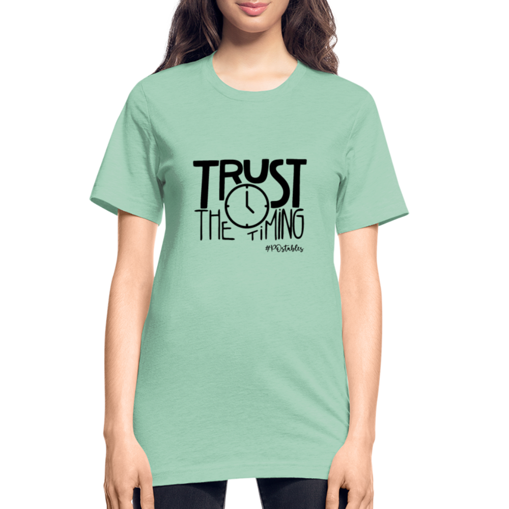 Trust The Timing B Unisex Heather Prism T-Shirt - heather prism mint