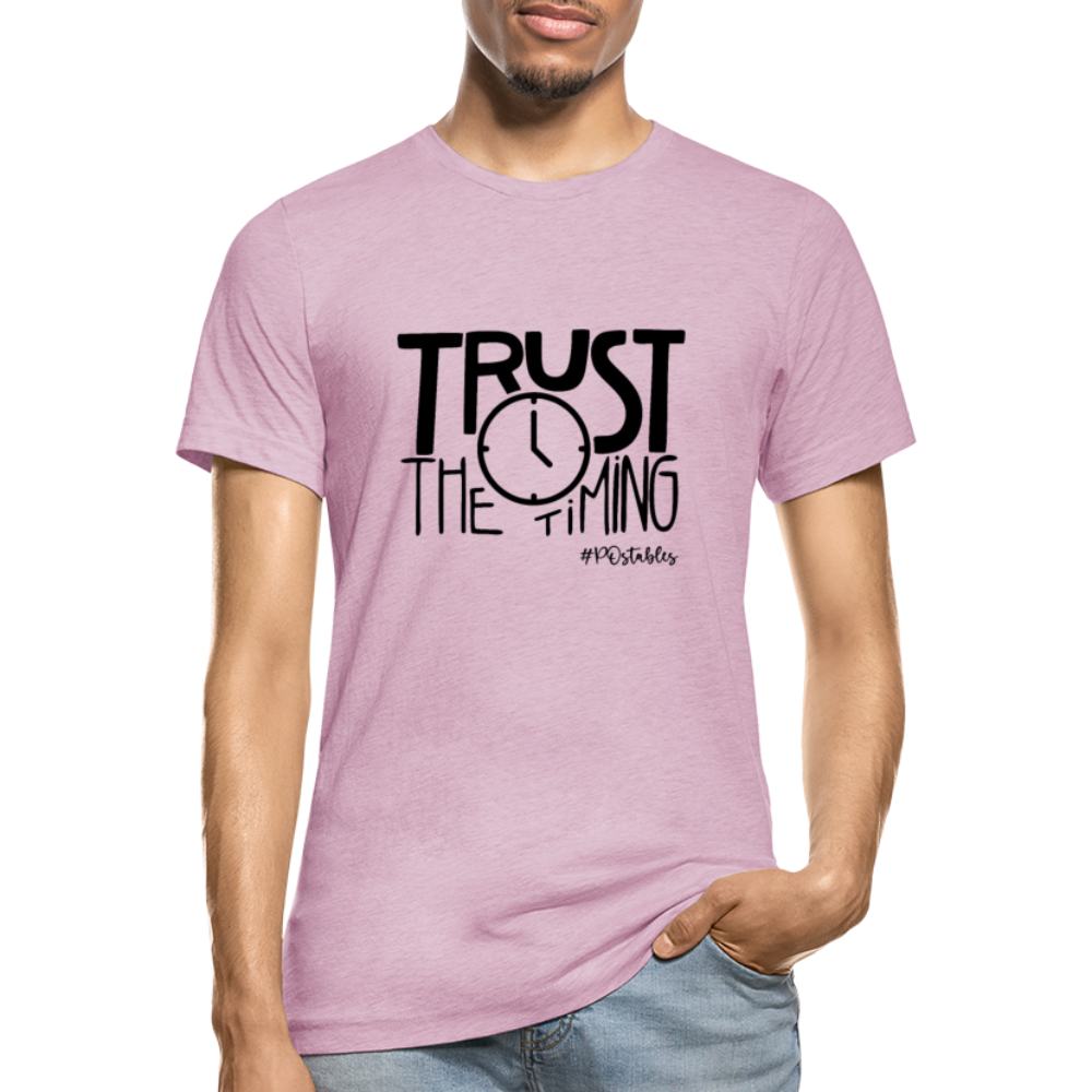 Trust The Timing B Unisex Heather Prism T-Shirt - heather prism lilac