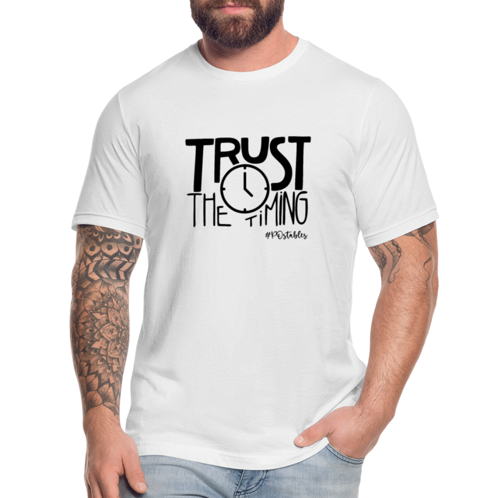 Trust The Timing B Unisex Jersey T-Shirt by Bella + Canvas - white