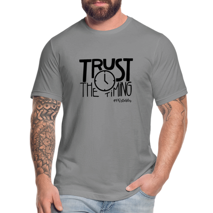 Trust The Timing B Unisex Jersey T-Shirt by Bella + Canvas - slate