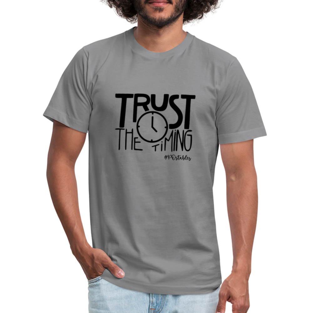 Trust The Timing B Unisex Jersey T-Shirt by Bella + Canvas - slate