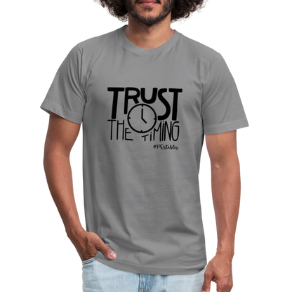 Trust The Timing B Unisex Jersey T-Shirt by Bella + Canvas - slate