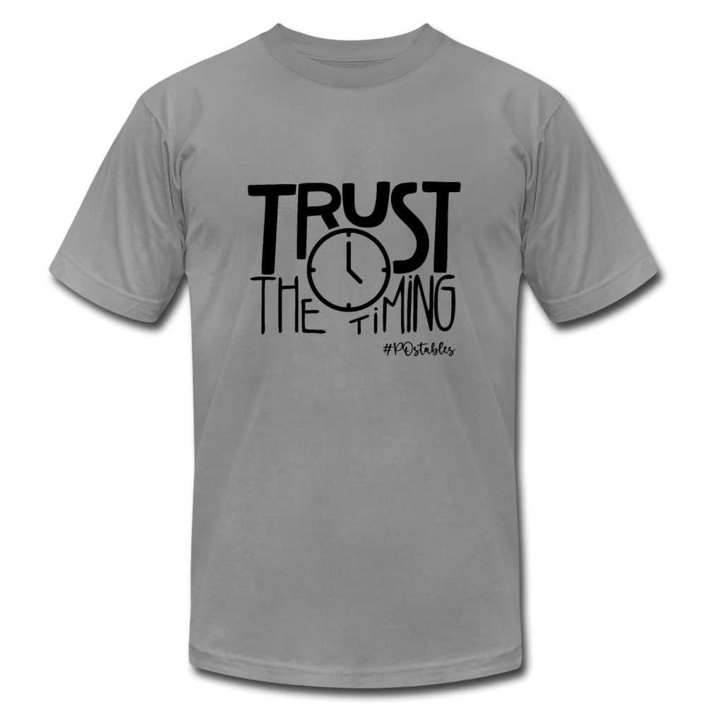 Trust The Timing B Unisex Jersey T-Shirt by Bella + Canvas - slate