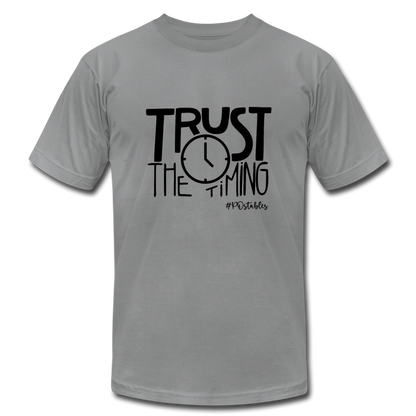 Trust The Timing B Unisex Jersey T-Shirt by Bella + Canvas - slate