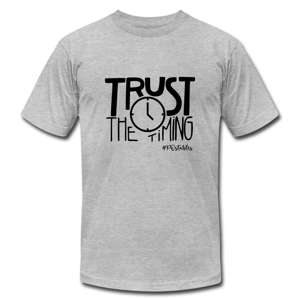 Trust The Timing B Unisex Jersey T-Shirt by Bella + Canvas - heather gray