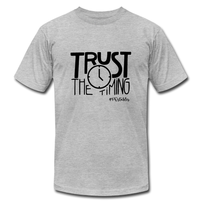 Trust The Timing B Unisex Jersey T-Shirt by Bella + Canvas - heather gray