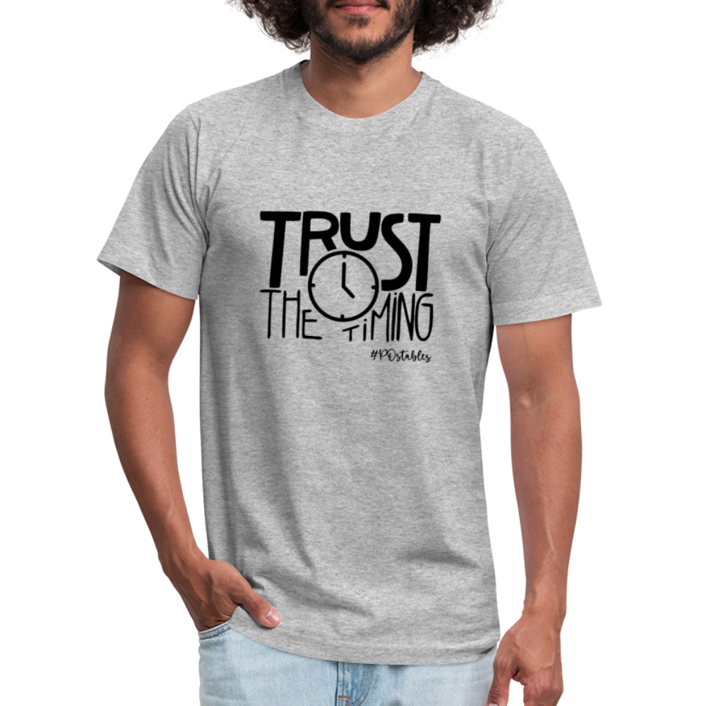 Trust The Timing B Unisex Jersey T-Shirt by Bella + Canvas - heather gray