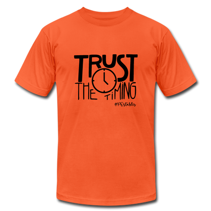 Trust The Timing B Unisex Jersey T-Shirt by Bella + Canvas - orange