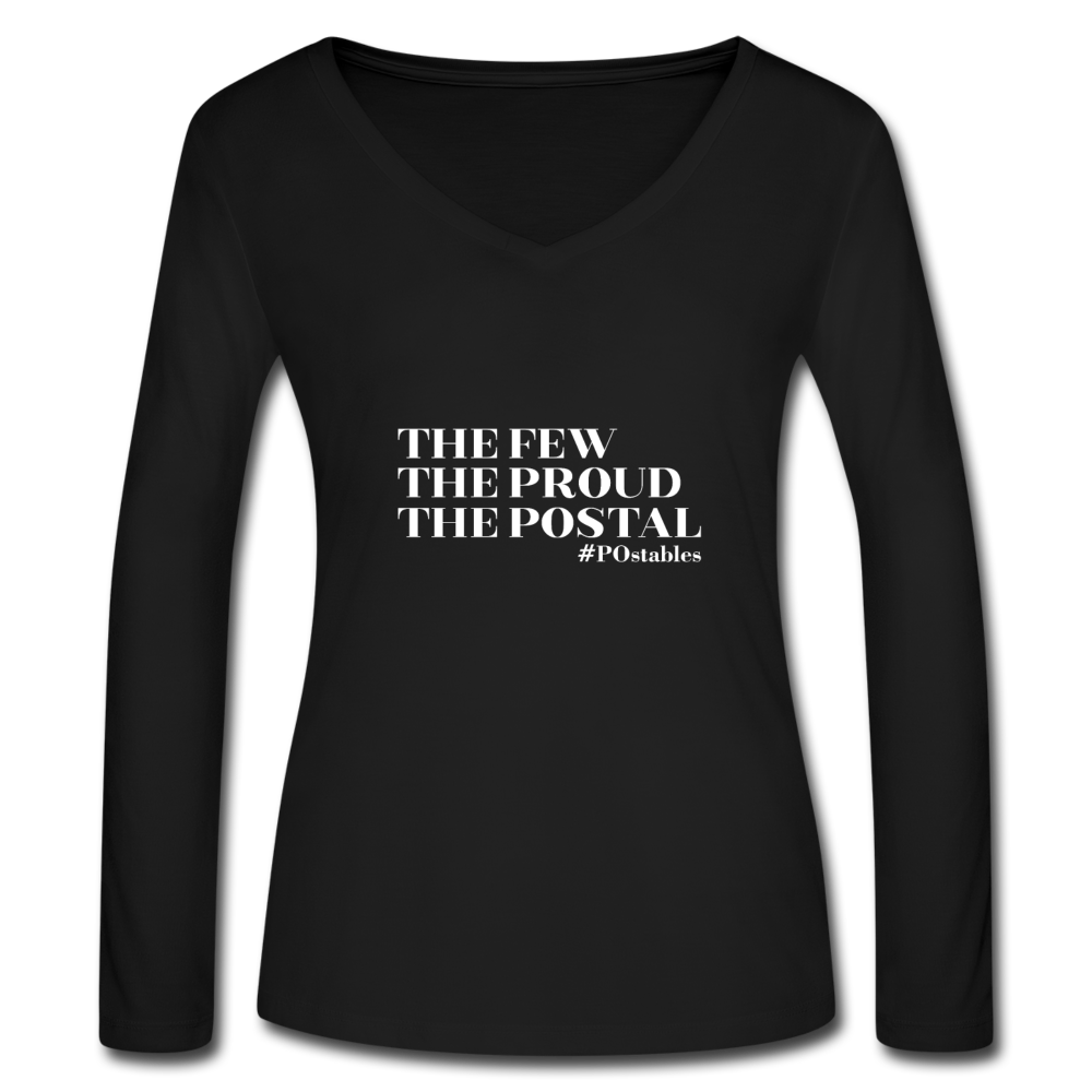 The Few The Proud The Postal W Women’s Long Sleeve  V-Neck Flowy Tee - black