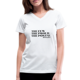 The Few The Proud The Postal B Women's V-Neck T-Shirt - white