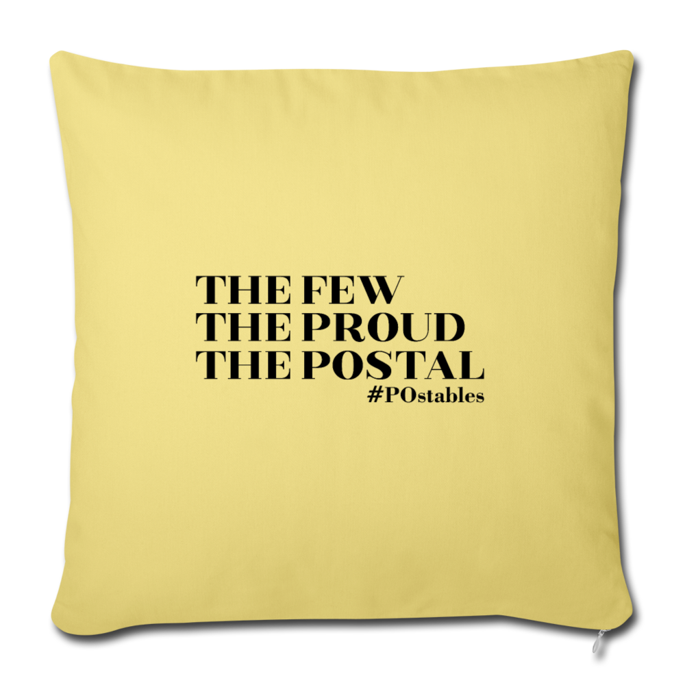 The Few The Proud The Postal B Throw Pillow Cover 18” x 18” - washed yellow