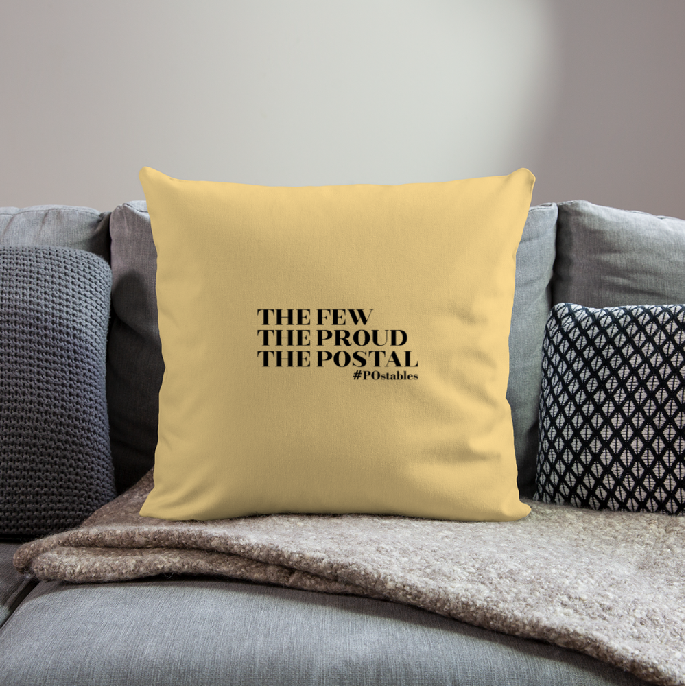 The Few The Proud The Postal B Throw Pillow Cover 18” x 18” - washed yellow