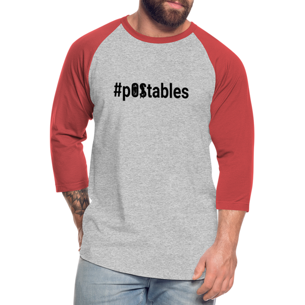 #pOStables B Baseball T-Shirt - heather gray/red