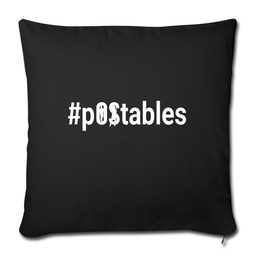 #pOStables W Throw Pillow Cover 18” x 18” - black
