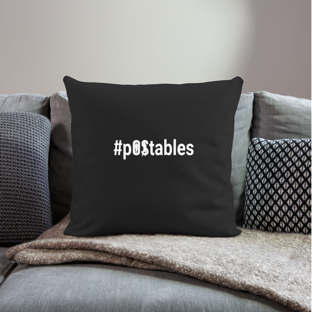 #pOStables W Throw Pillow Cover 18” x 18” - black