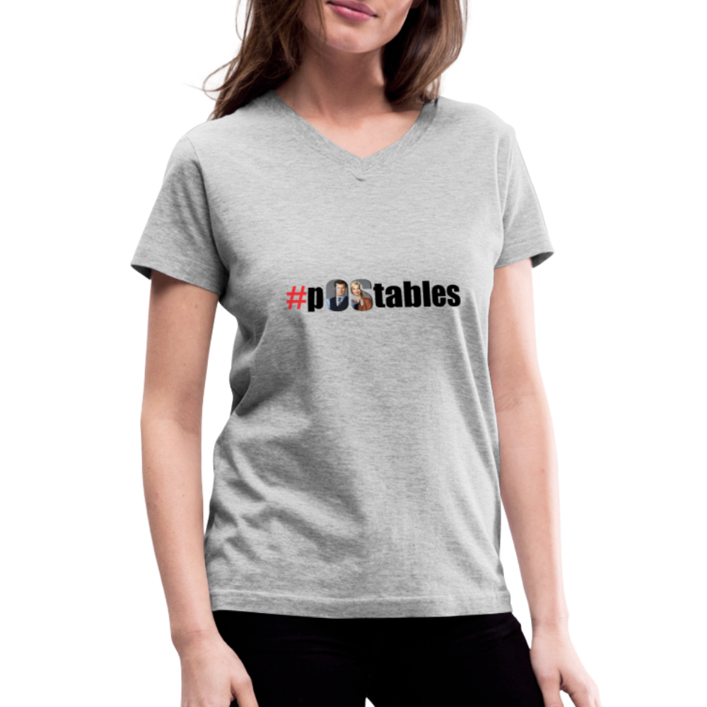 #pOStables Women's V-Neck T-Shirt - gray