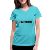 #pOStables Women's V-Neck T-Shirt - aqua