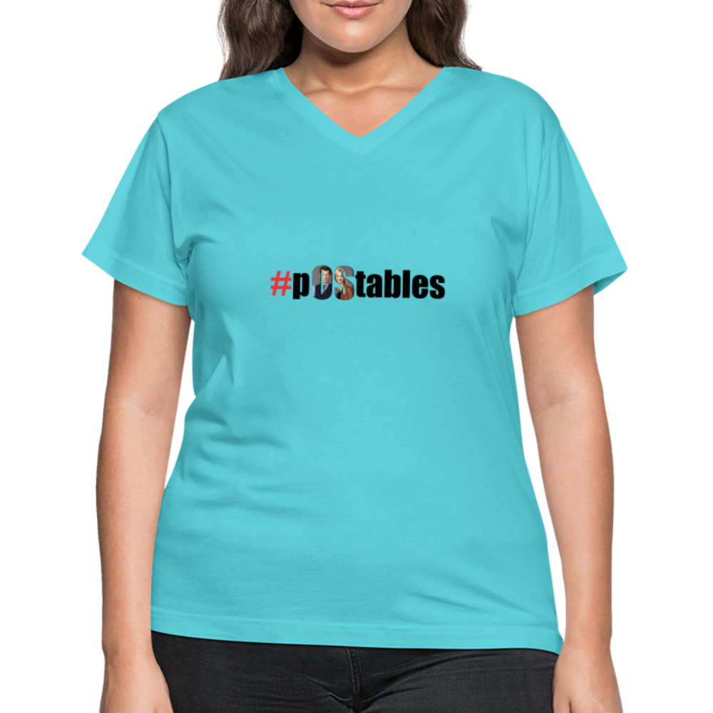 #pOStables Women's V-Neck T-Shirt - aqua