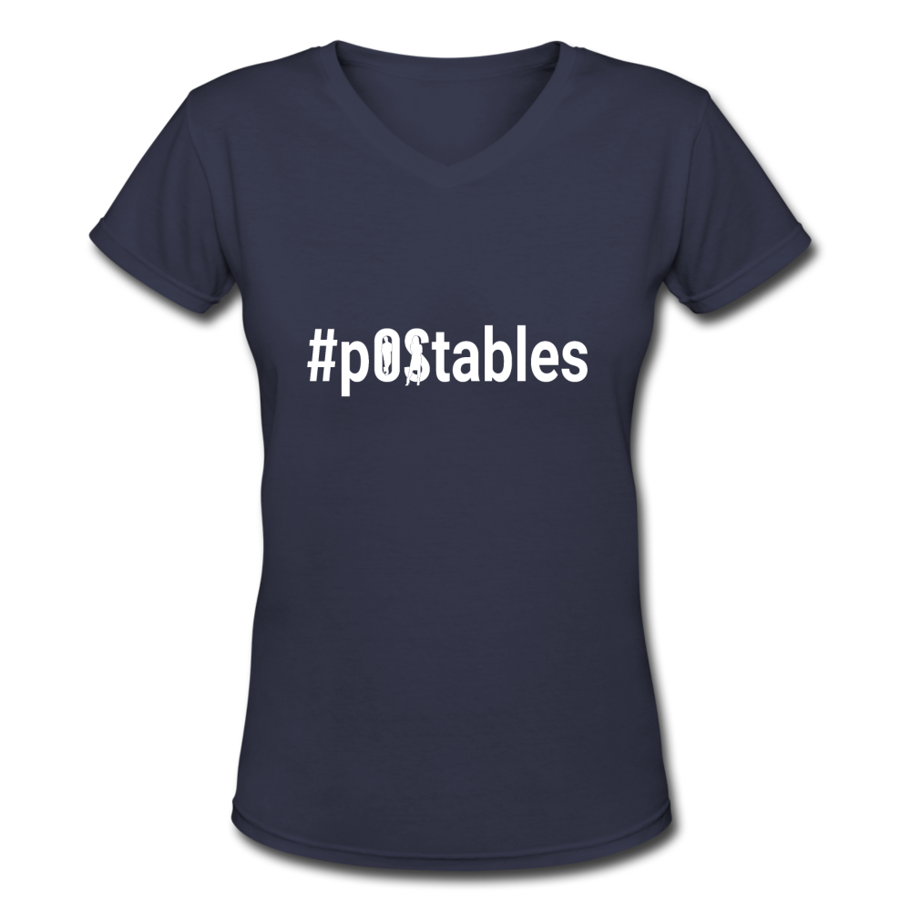 #pOStables W Women's V-Neck T-Shirt - navy