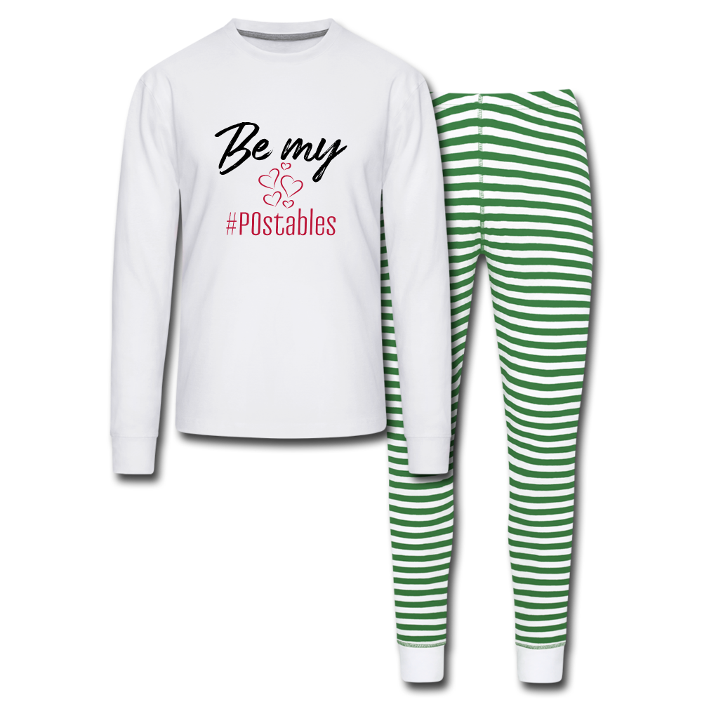 Be My #POstables B Unisex Pajama Set - white/green stripe