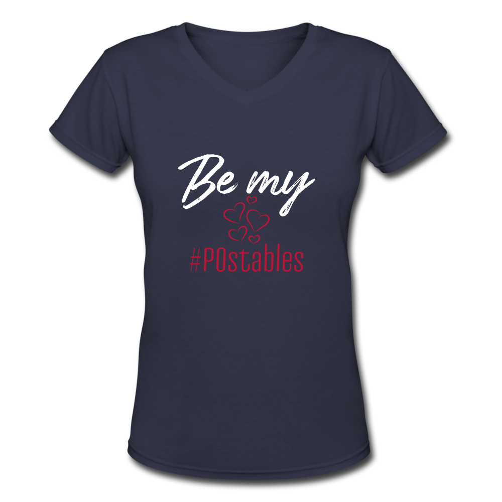 Be My #POstables W Women's V-Neck T-Shirt - navy